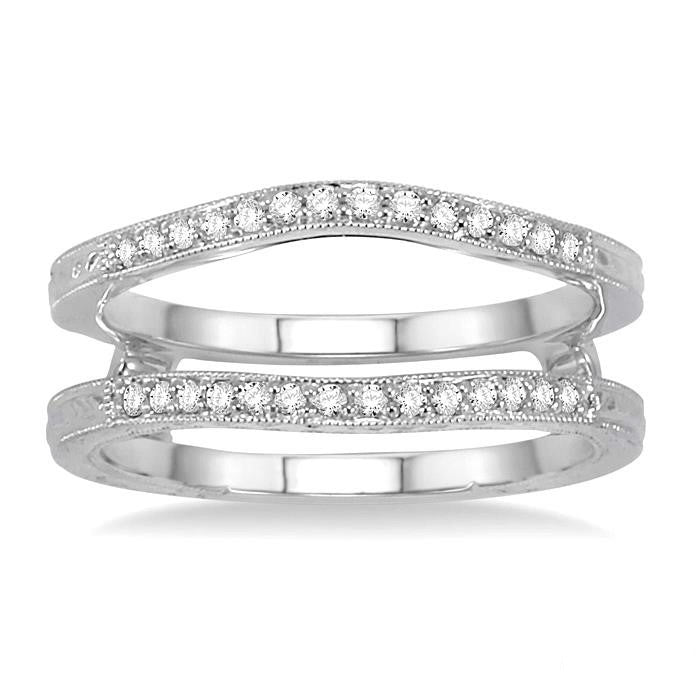 1/5 Ctw Round Cut Diamond Insert Ring in 14K White Gold