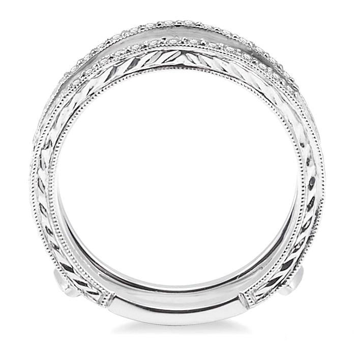 1/5 Ctw Round Cut Diamond Insert Ring in 14K White Gold