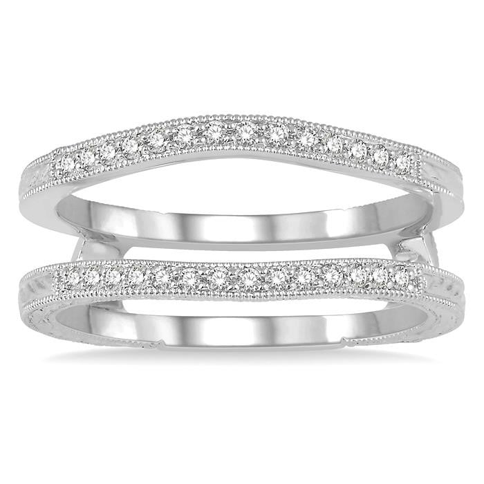 1/5 Ctw Round Cut Diamond Insert Ring in 14K White Gold