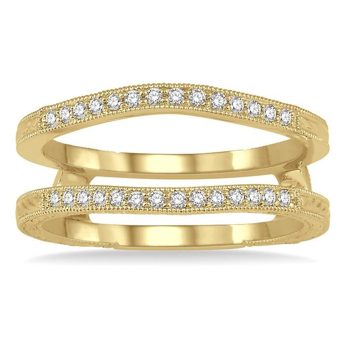 1/5 Ctw Round Cut Diamond Insert Ring in 14K Yellow Gold