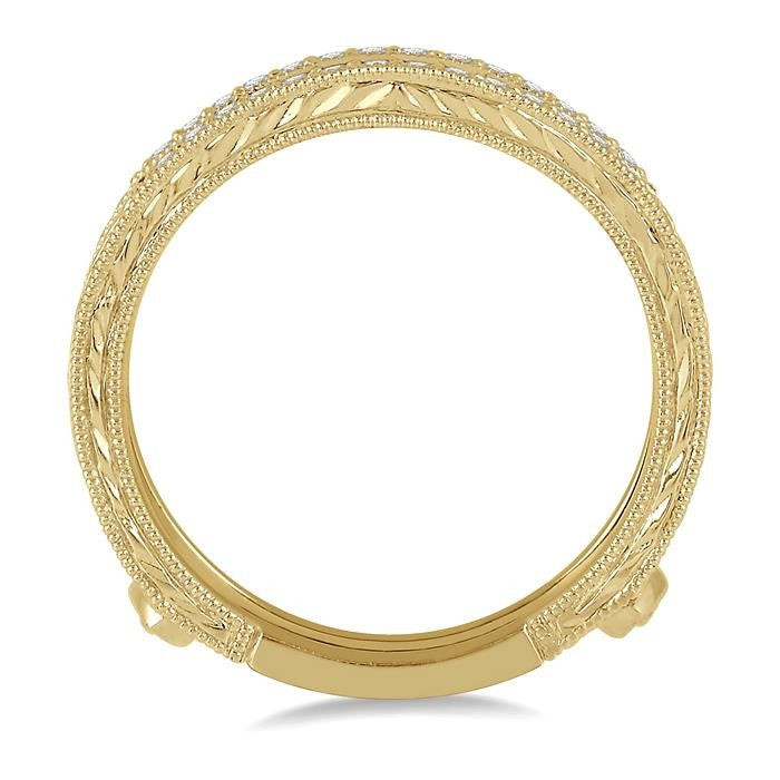 1/5 Ctw Round Cut Diamond Insert Ring in 14K Yellow Gold