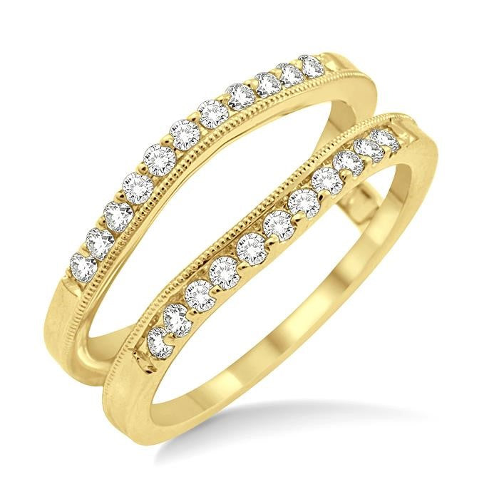 1/3 Ctw Round Cut Diamond Insert Ring in 14K Yellow Gold