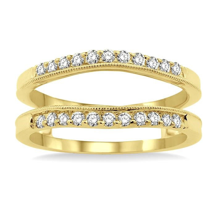 1/3 Ctw Round Cut Diamond Insert Ring in 14K Yellow Gold