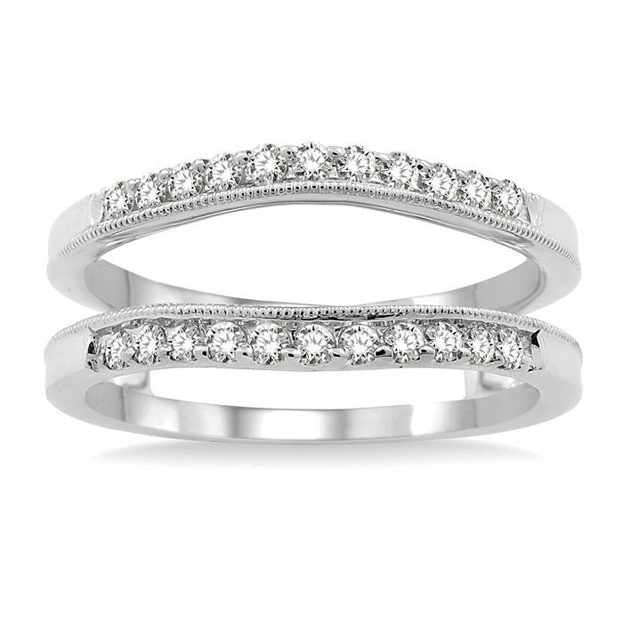 1/3 Ctw Round Cut Diamond Insert Ring in 14K White Gold