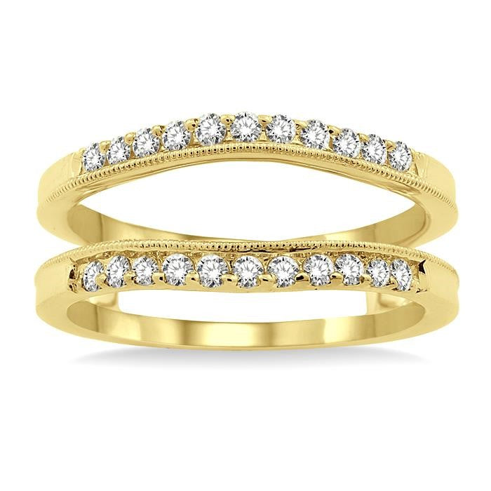 1/3 Ctw Round Cut Diamond Insert Ring in 14K Yellow Gold