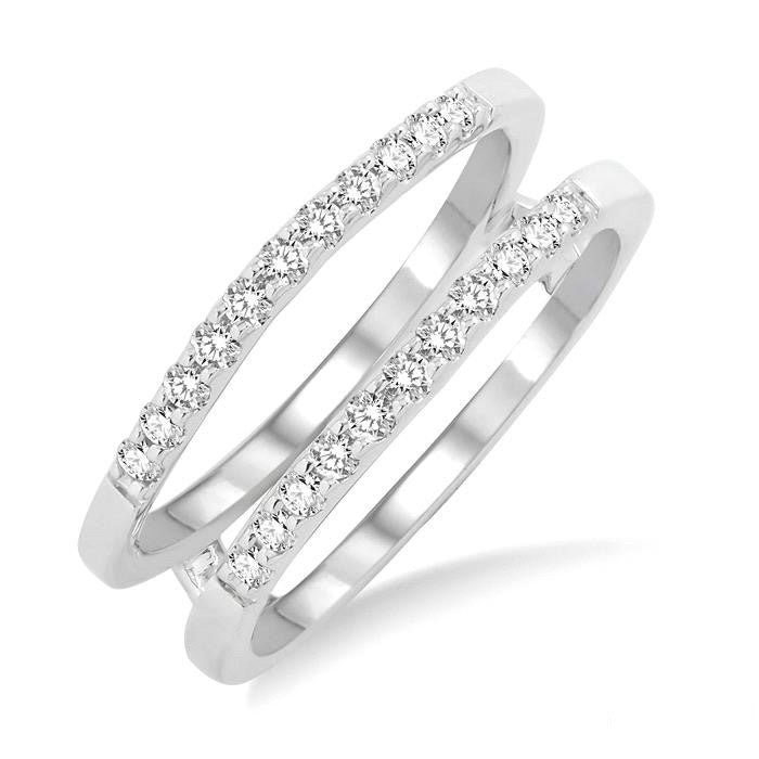 1/3 Ctw Round Cut Diamond Insert Ring in 14K White Gold