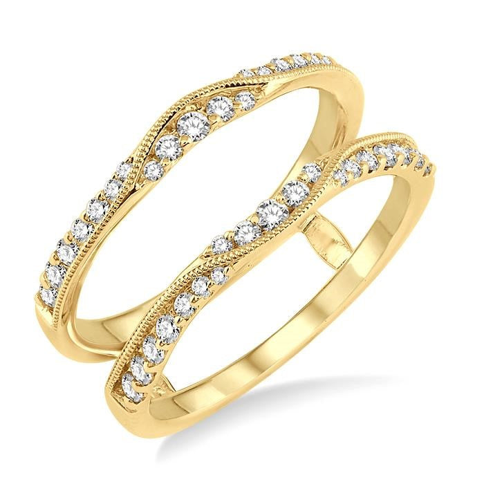 1/2 Ctw Round Cut Diamond Insert Ring in 14K Yellow Gold