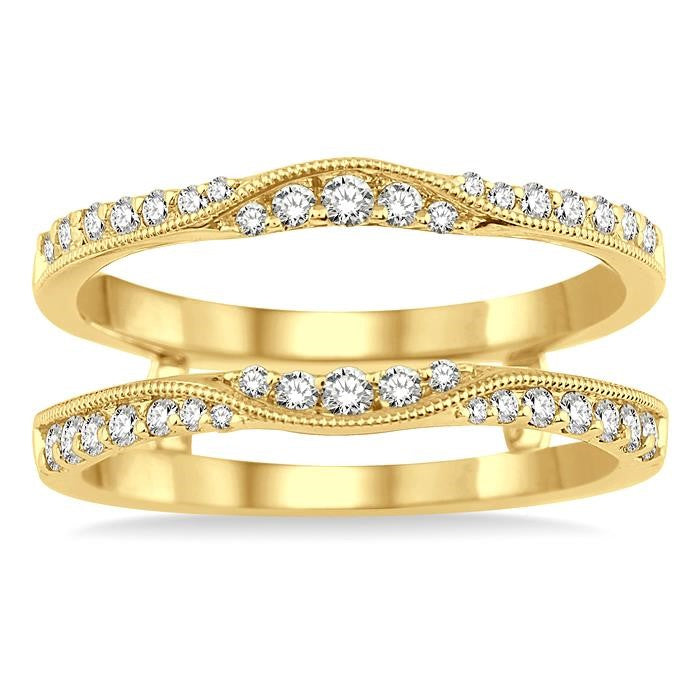 1/2 Ctw Round Cut Diamond Insert Ring in 14K Yellow Gold