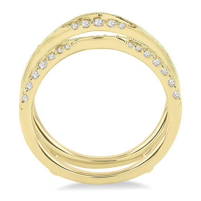 1/2 Ctw Round Cut Diamond Insert Ring in 14K Yellow Gold