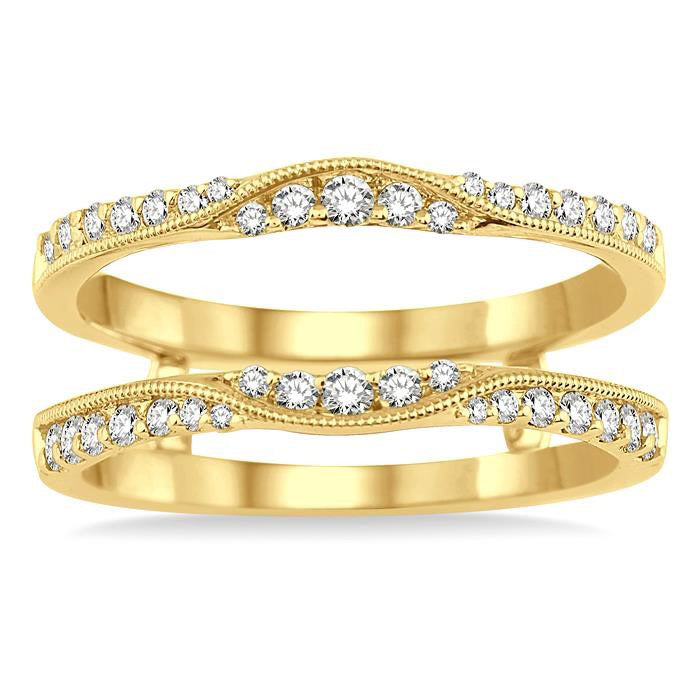 1/2 Ctw Round Cut Diamond Insert Ring in 14K Yellow Gold