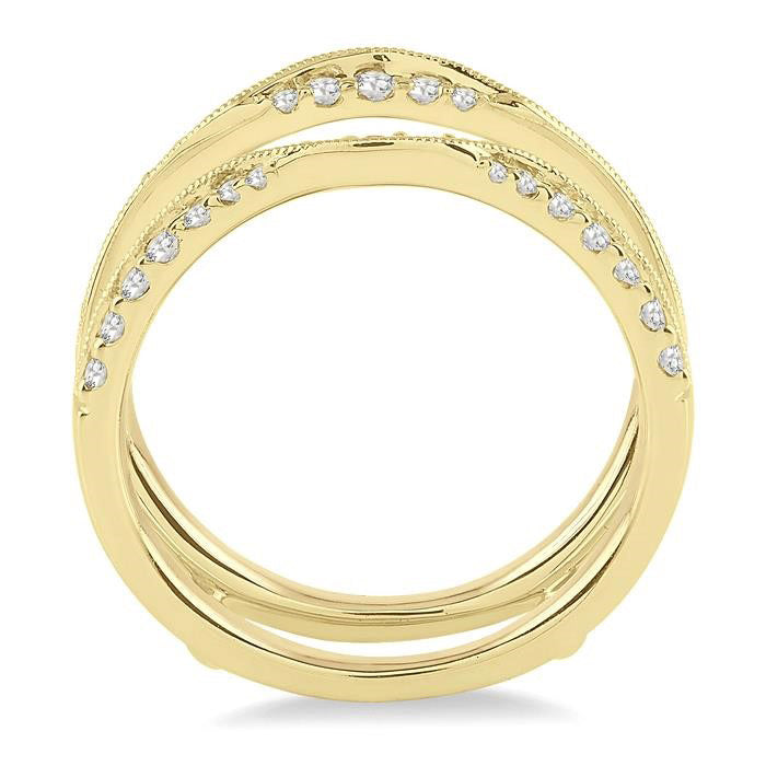 1/2 Ctw Round Cut Diamond Insert Ring in 14K Yellow Gold