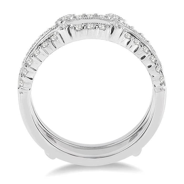 1/2 Ctw Round Cut Diamond Insert Ring in 14K White Gold
