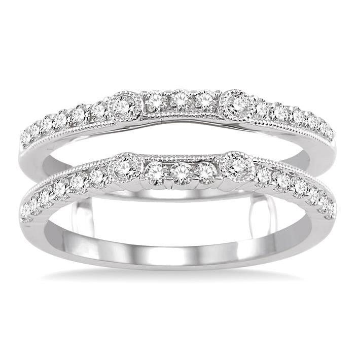 1/2 Ctw Round Cut Diamond Insert Ring in 14K White Gold