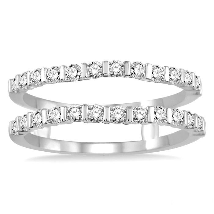 5/8 Ctw Round Cut Diamond Insert Ring in 14K White Gold