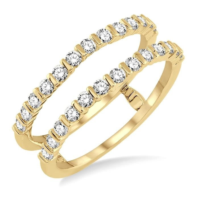 5/8 Ctw Round Cut Diamond Insert Ring in 14K Yellow Gold