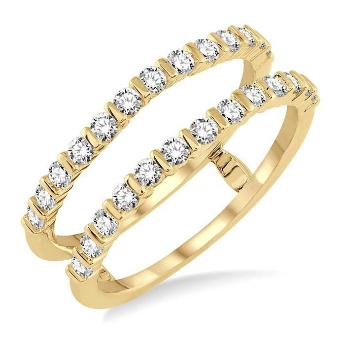 5/8 Ctw Round Cut Diamond Insert Ring in 14K Yellow Gold