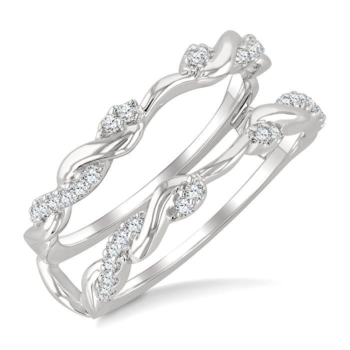 1/4 Ctw Twisted Round Cut Diamond Insert Ring in 14K White Gold
