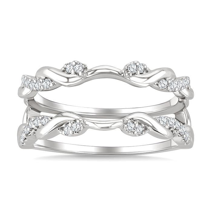 1/4 Ctw Twisted Round Cut Diamond Insert Ring in 14K White Gold