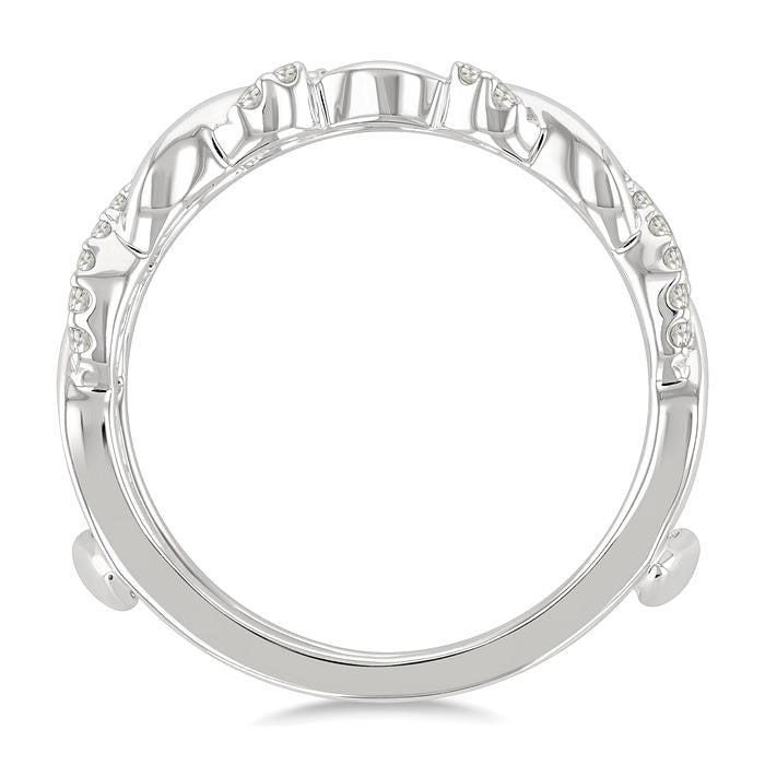 1/4 Ctw Twisted Round Cut Diamond Insert Ring in 14K White Gold