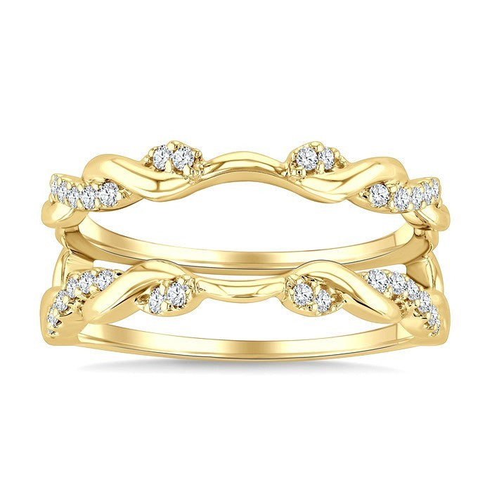 1/4 Ctw Twisted Round Cut Diamond Insert Ring in 14K Yellow Gold