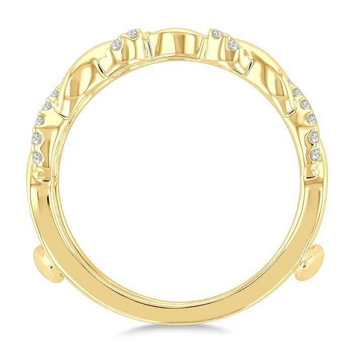 1/4 Ctw Twisted Round Cut Diamond Insert Ring in 14K Yellow Gold