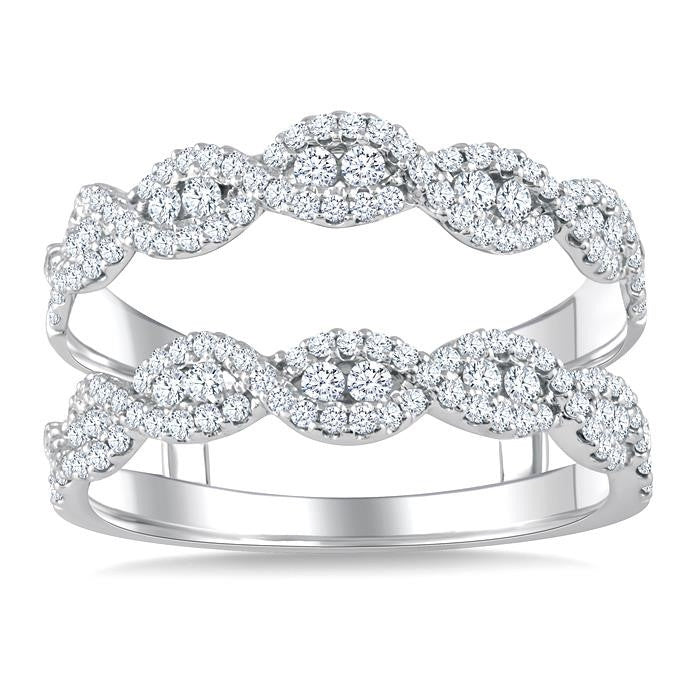 3/4 Ctw Round Cut Diamond Insert Ring in 14K White Gold