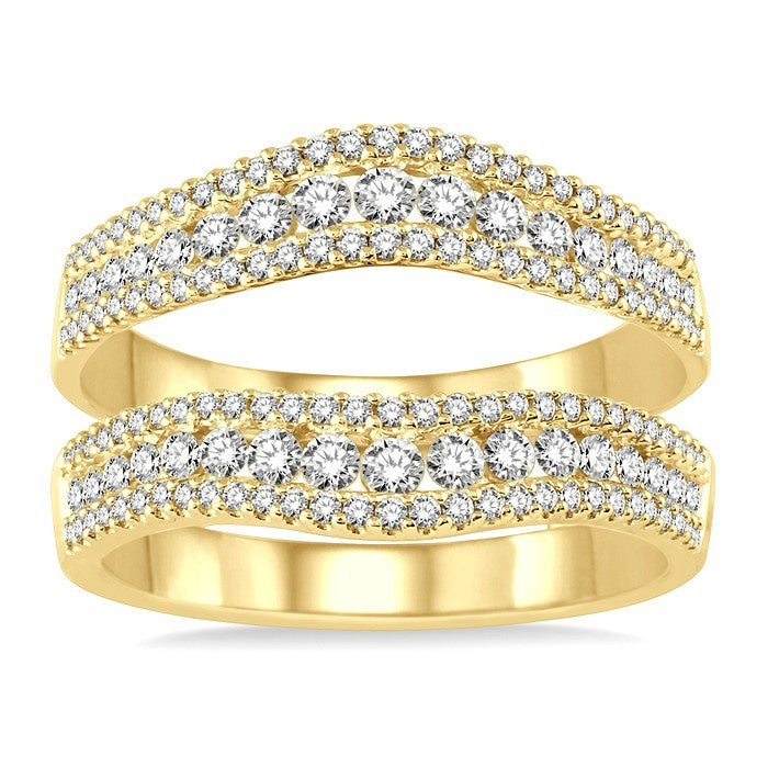 7/8 Ctw Round Cut Diamond Insert Ring in 14K Yellow Gold