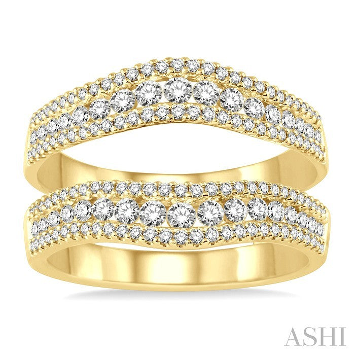 7/8 Ctw Round Cut Diamond Insert Ring in 14K Yellow Gold
