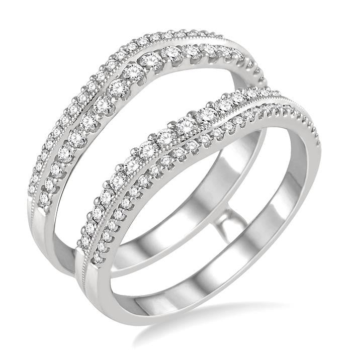 5/8 Ctw Round Cut Diamond Insert Ring in 14K White Gold