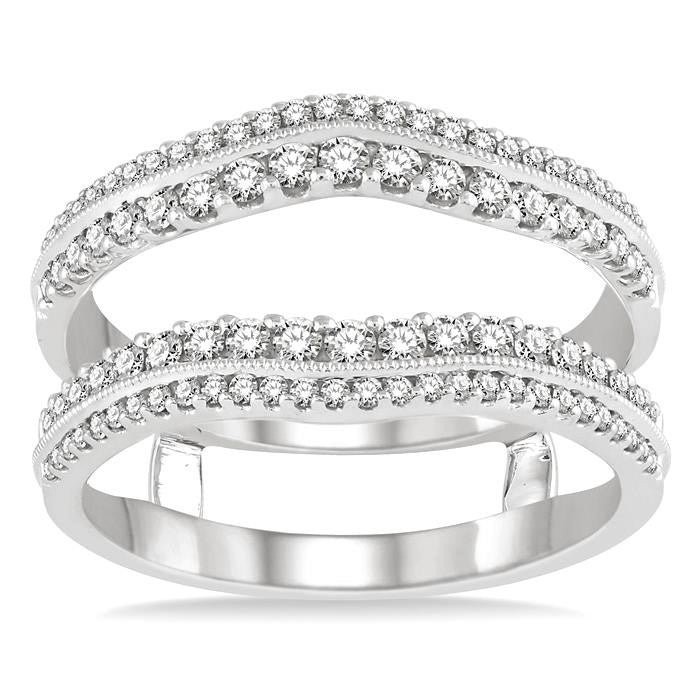 5/8 Ctw Round Cut Diamond Insert Ring in 14K White Gold