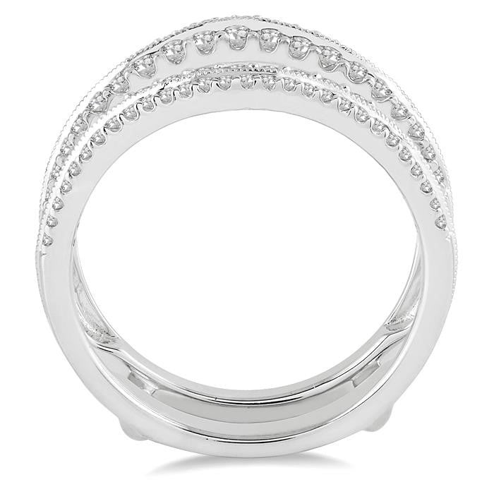 5/8 Ctw Round Cut Diamond Insert Ring in 14K White Gold