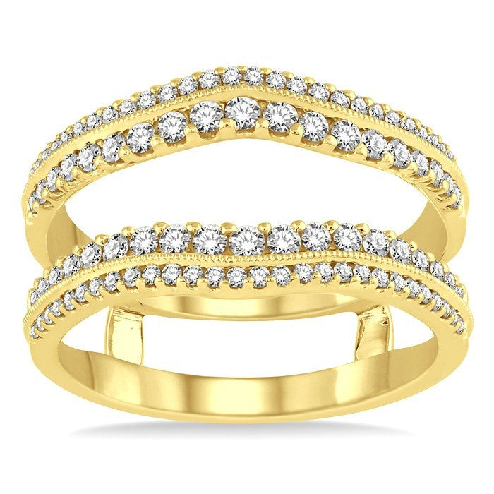 5/8 Ctw Round Cut Diamond Insert Ring in 14K Yellow Gold