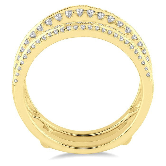 5/8 Ctw Round Cut Diamond Insert Ring in 14K Yellow Gold