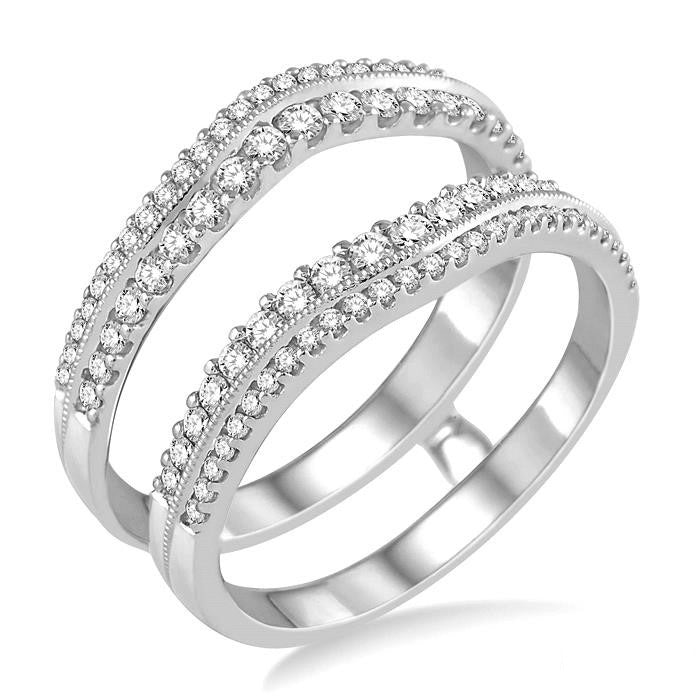 5/8 Ctw Round Cut Diamond Insert Ring in 14K White Gold