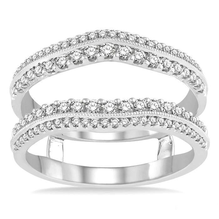 5/8 Ctw Round Cut Diamond Insert Ring in 14K White Gold