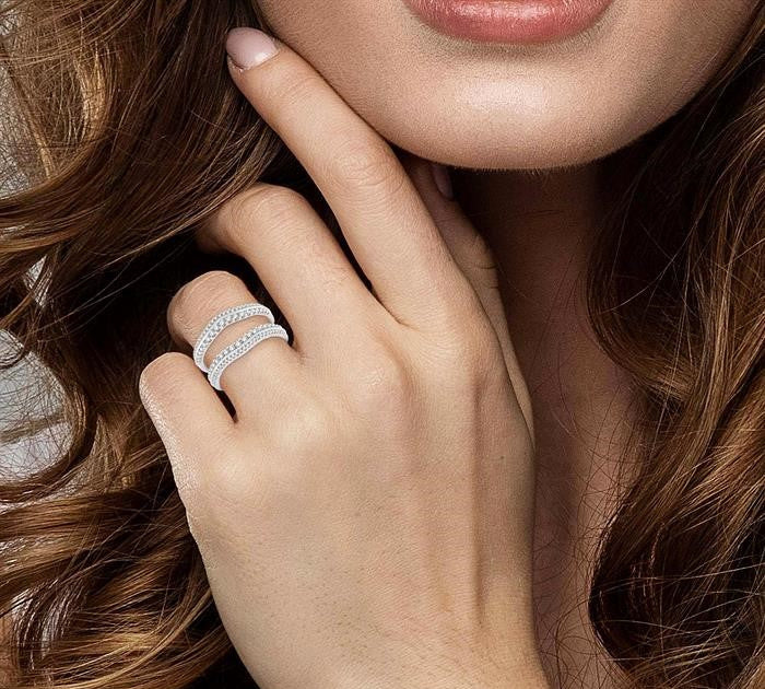 5/8 Ctw Round Cut Diamond Insert Ring in 14K White Gold