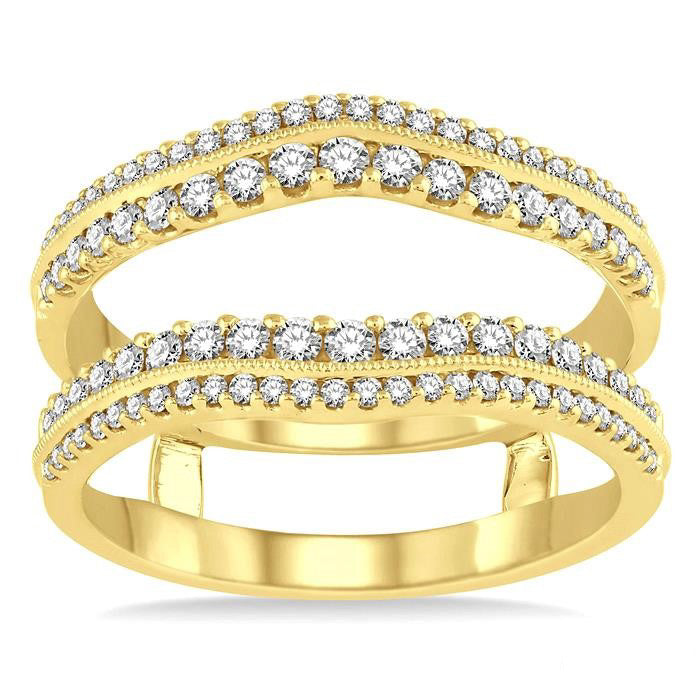 5/8 Ctw Round Cut Diamond Insert Ring in 14K Yellow Gold