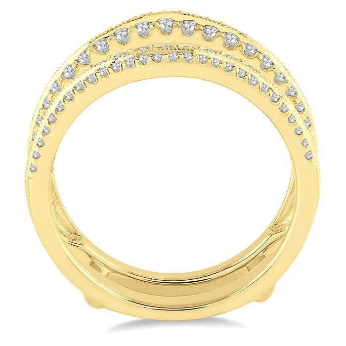 5/8 Ctw Round Cut Diamond Insert Ring in 14K Yellow Gold