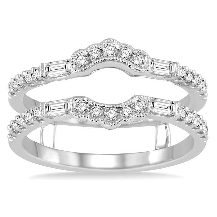 1/2 Ctw Round Cut Diamond Insert Ring in 14K White Gold