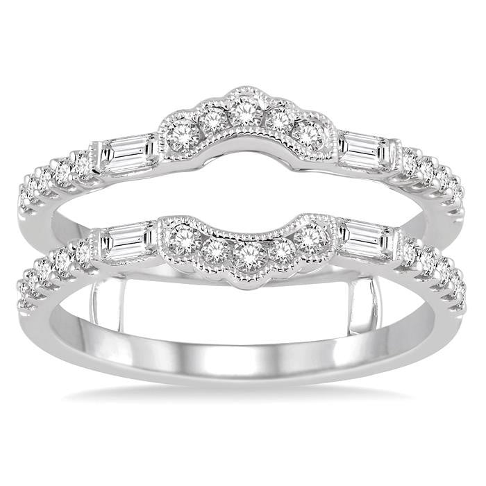1/2 Ctw Round Cut Diamond Insert Ring in 14K White Gold