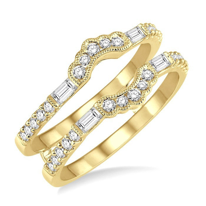 1/2 Ctw Baguette and Round Cut Diamond Insert Ring in 14K Yellow Gold