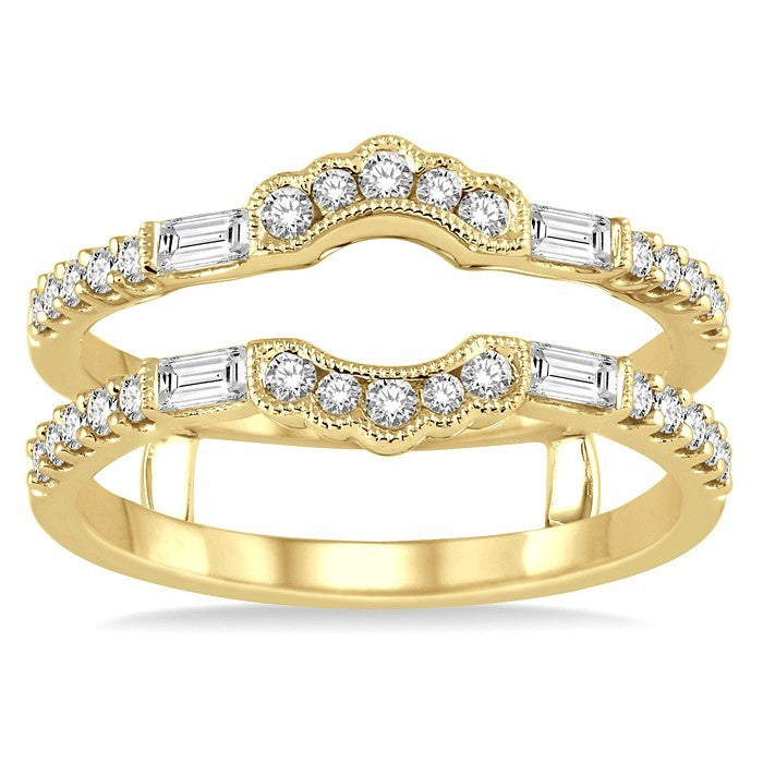 1/2 Ctw Baguette and Round Cut Diamond Insert Ring in 14K Yellow Gold
