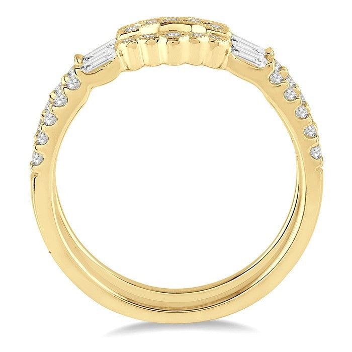 1/2 Ctw Baguette and Round Cut Diamond Insert Ring in 14K Yellow Gold