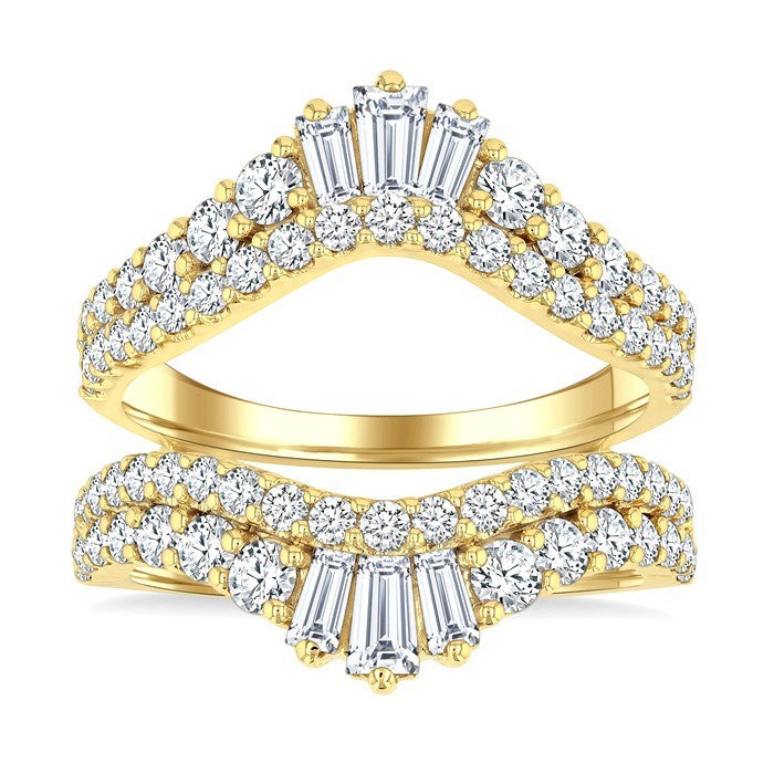 2 Ctw Baguette and Round Cut Diamond Insert Ring in 14K Yellow Gold
