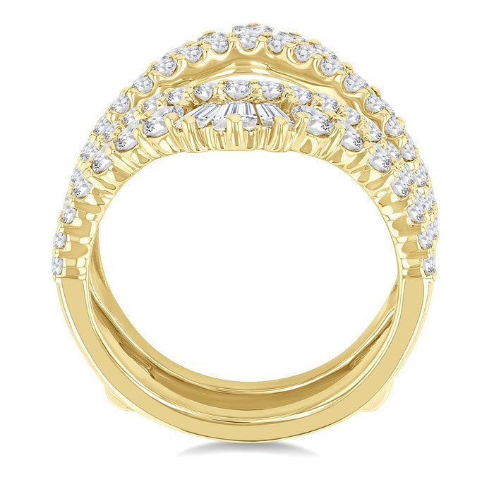2 Ctw Baguette and Round Cut Diamond Insert Ring in 14K Yellow Gold