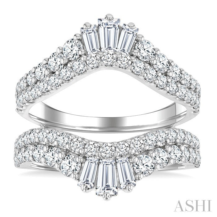 2 Ctw Baguette and Round Cut Diamond Insert Ring in 14K White Gold