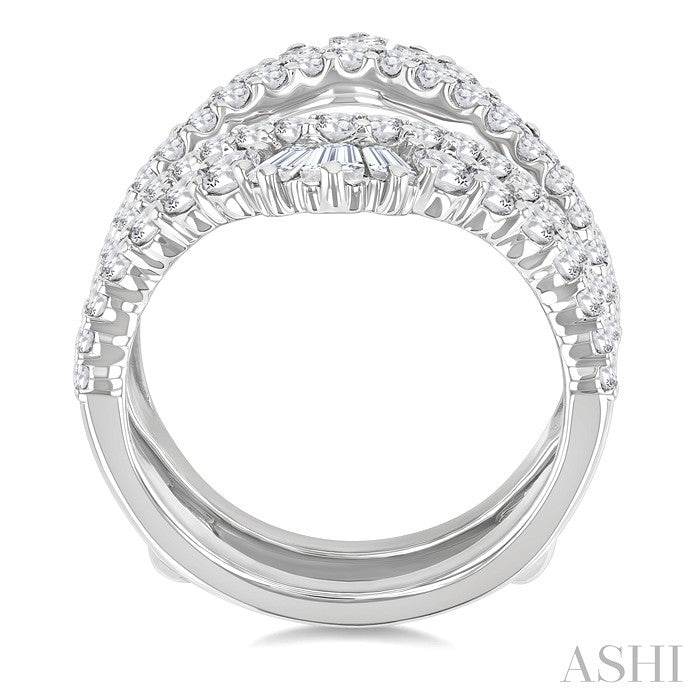 2 Ctw Baguette and Round Cut Diamond Insert Ring in 14K White Gold