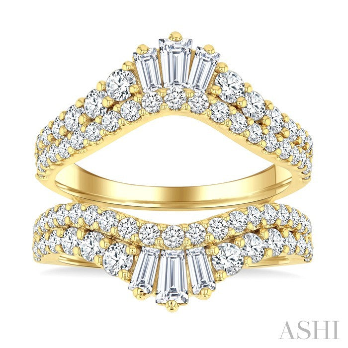 2 Ctw Baguette and Round Cut Diamond Insert Ring in 14K Yellow Gold
