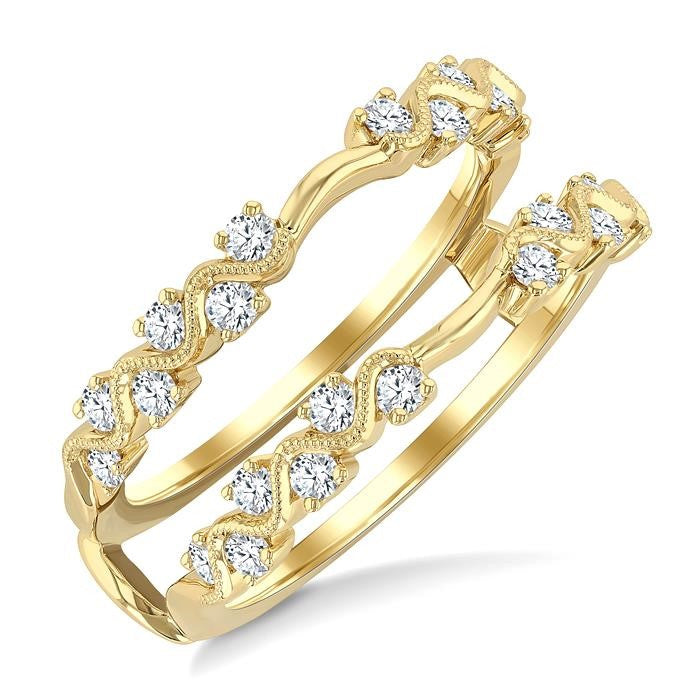 1/2 Ctw Zig-Zag Round Cut Diamond Insert Ring in 14K Yellow Gold