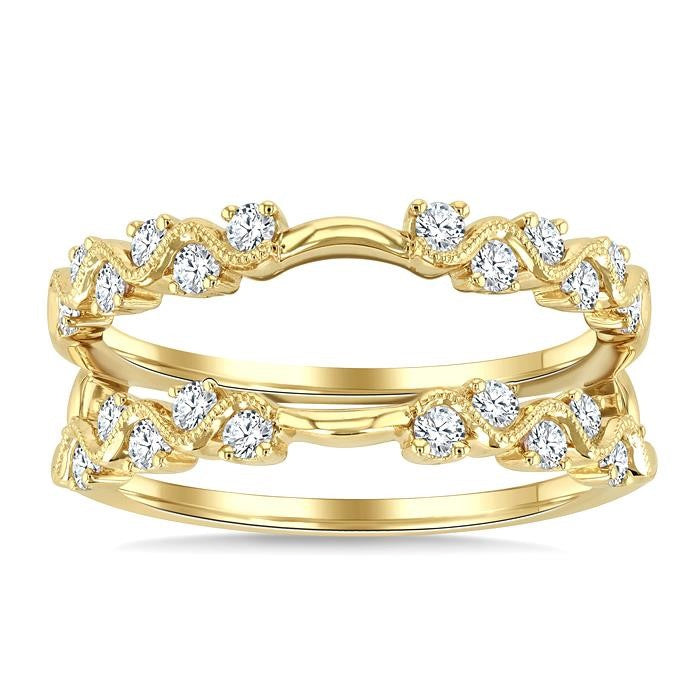 1/2 Ctw Zig-Zag Round Cut Diamond Insert Ring in 14K Yellow Gold